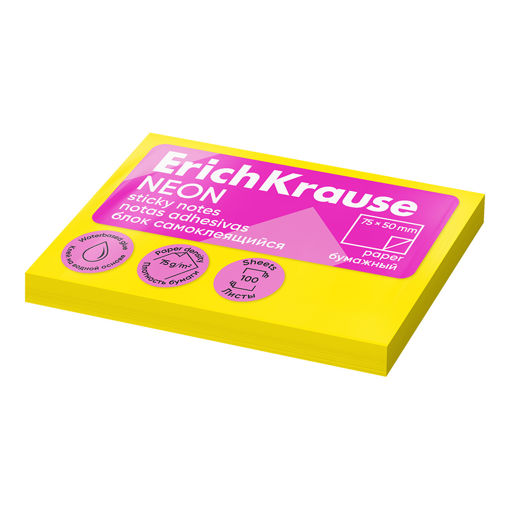 Picture of EK STICKY NOTES 50X75MM NEON YELLOW
